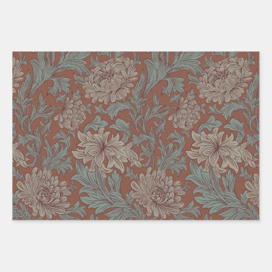 William Morris Chrysanthemum Pattern Wrapping Pape Geschenkpapier Set (Vorderseite 3)