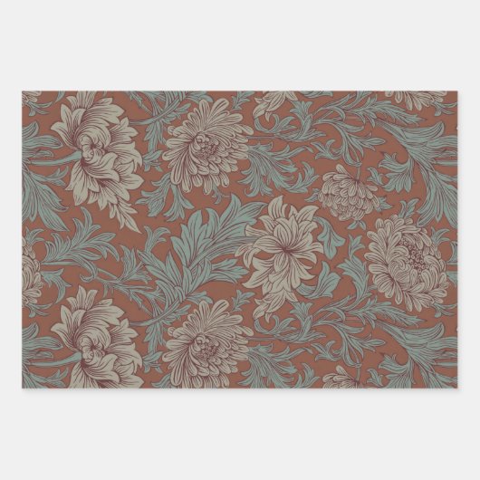William Morris Chrysanthemum Pattern Wrapping Pape Geschenkpapier Set (Vorderseite 2)