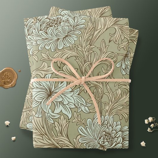 William Morris Chrysanthemum Pattern Wrapping Pape Geschenkpapier Set