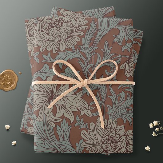 William Morris Chrysanthemum Pattern Wrapping Pape Geschenkpapier Set