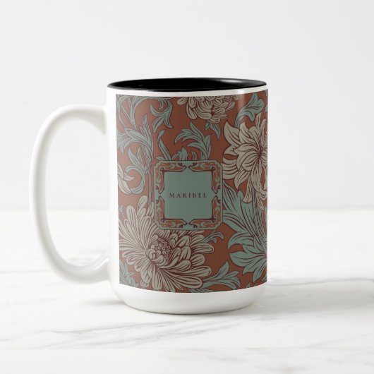William Morris Chrysanthemum Pattern Zwei-Tone Cof Zweifarbige Tasse (Links)