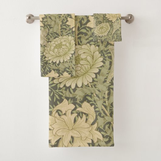 William Morris Chrysanthemum Sage Blume Badhandtuch Set (Insitu)