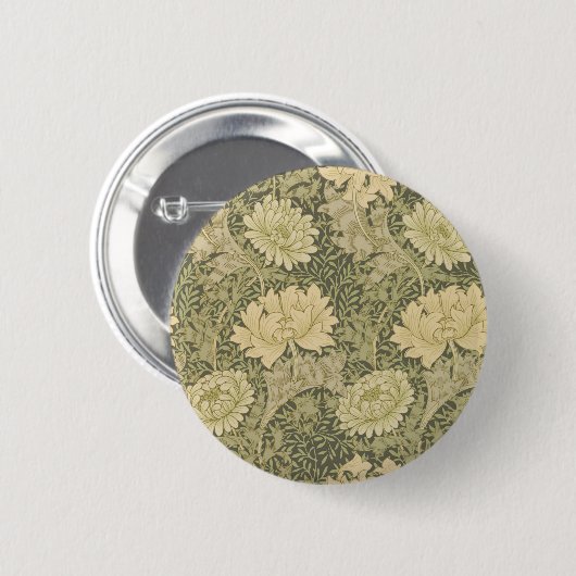 William Morris Chrysanthemum Sage Blume Button (Vorne & Hinten)