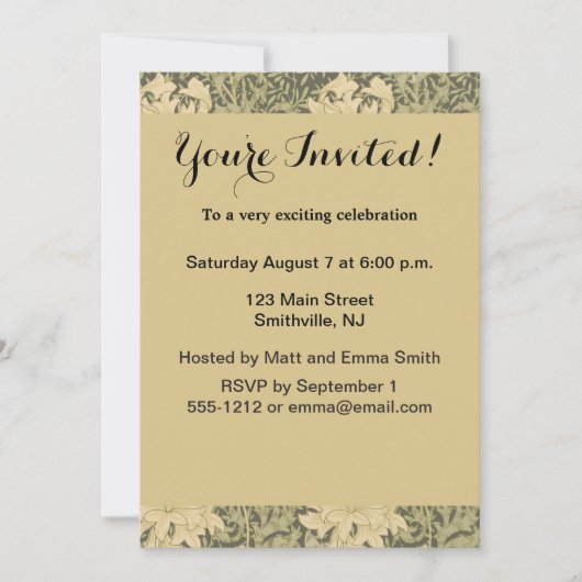 William Morris Chrysanthemum Sage Blume Einladung (Vorderseite)