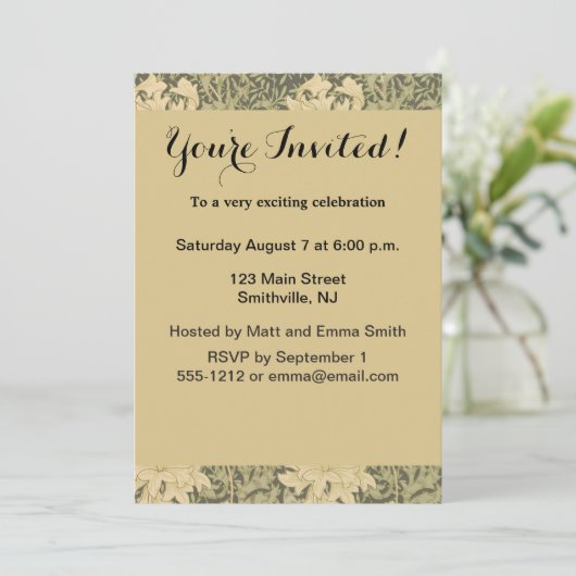 William Morris Chrysanthemum Sage Blume Einladung (Stehend Vorderseite)