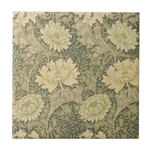 William Morris Chrysanthemum Sage Blume Fliese (Vorderseite)