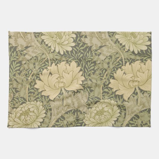 William Morris Chrysanthemum Sage Blume Geschirrtuch (Horizontal)