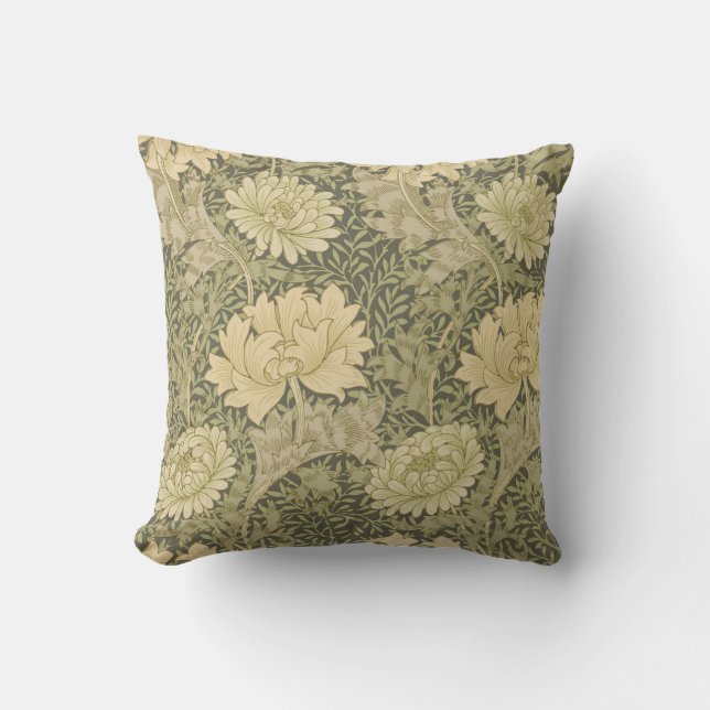 William Morris Chrysanthemum Sage Blume Kissen (Vorderseite)