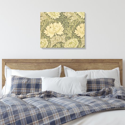 William Morris Chrysanthemum Sage Blume Leinwanddruck (Insitu (Schlafzimmer))