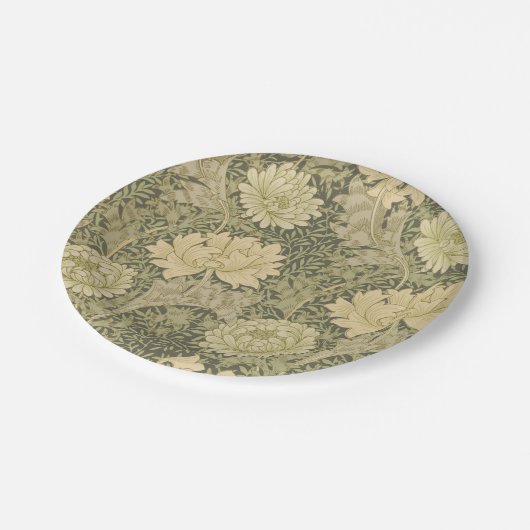William Morris Chrysanthemum Sage Blume Pappteller (Schrägansicht)