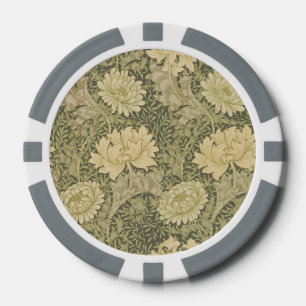 William Morris Chrysanthemum Sage Blume Pokerchips