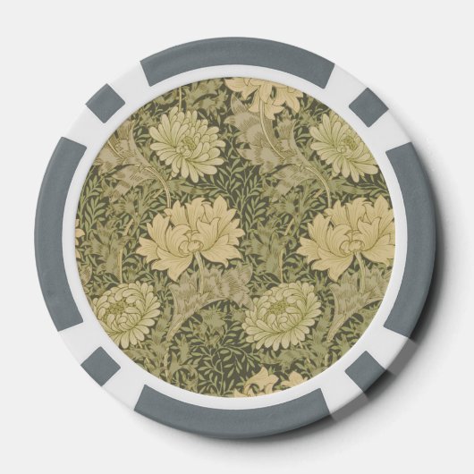 William Morris Chrysanthemum Sage Blume Pokerchips (Rückseite)