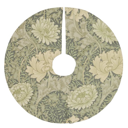William Morris Chrysanthemum Sage Blume Polyester Weihnachtsbaumdecke (Vorderseite)