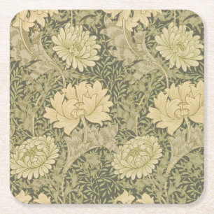 William Morris Chrysanthemum Sage Blume Rechteckiger Pappuntersetzer