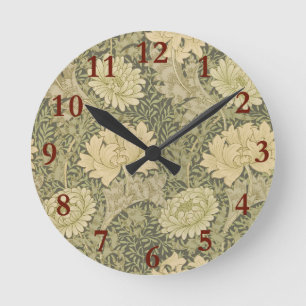 William Morris Chrysanthemum Sage Blume Runde Wanduhr