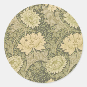 William Morris Chrysanthemum Sage Blume Runder Aufkleber