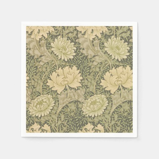 William Morris Chrysanthemum Sage Blume Serviette (Vorderseite)