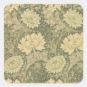 William Morris Chrysanthemum Salbei-Blume Quadratischer Aufkleber