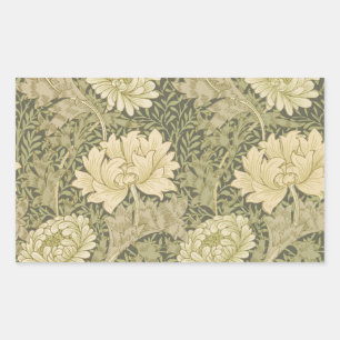William Morris Chrysanthemum Salbei-Blume Rechteckiger Aufkleber