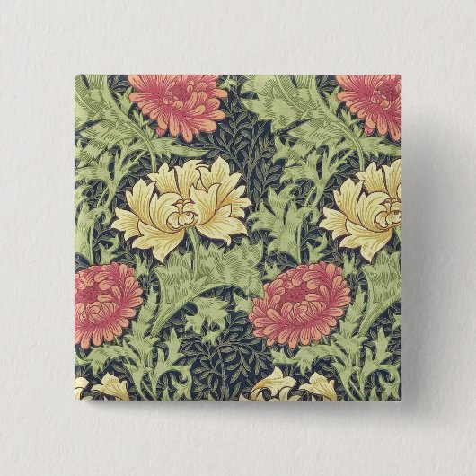 William Morris Chrysanthemum Vintage Blumenart Button (Vorderseite)