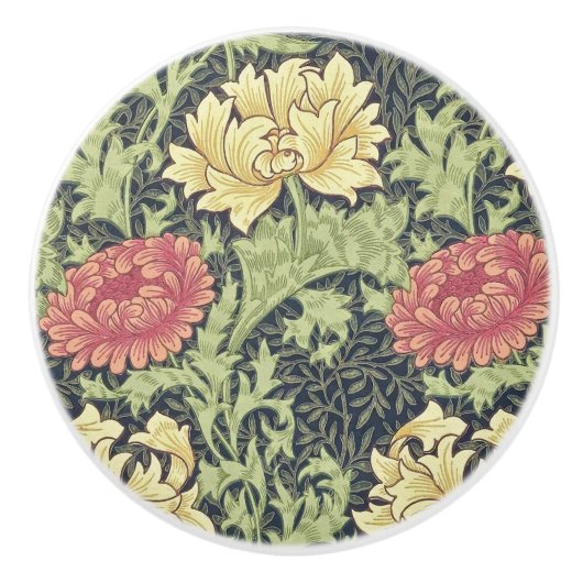 William Morris Chrysanthemum Vintage Blumenart Keramikknauf (Vorderseite)