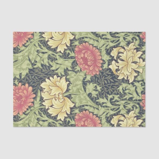 William Morris Chrysanthemum Vintage Blumenart Seidenpapier (Vorderseite)