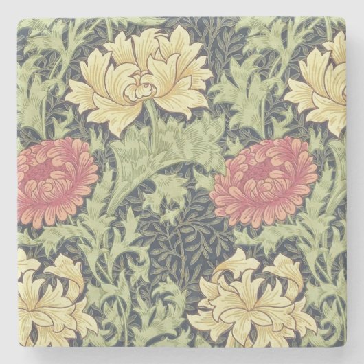 William Morris Chrysanthemum Vintage Blumenart Steinuntersetzer (Vorderseite)