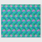 William Morris Chrysanthemums, Aqua and Violet Geschenkpapier (Flach)