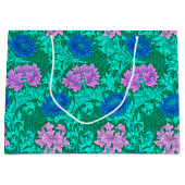 William Morris Chrysanthemums, Aqua und Violet Große Geschenktüte (Vorderseite)