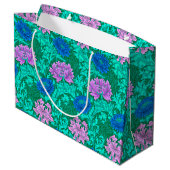 William Morris Chrysanthemums, Aqua und Violet Große Geschenktüte (Rückseite Schrägansicht)