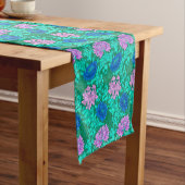 William Morris Chrysanthemums, Aqua und Violet Kurzer Tischläufer (Beispiel)