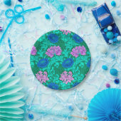 William Morris Chrysanthemums, Aqua und Violet Pappteller (Party)
