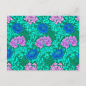 William Morris Chrysanthemums, Aqua und Violet Postkarte (Vorderseite)