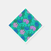 William Morris Chrysanthemums, Aqua und Violet Serviette (Ecke)