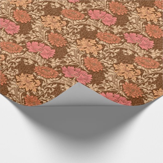 William Morris Chrysanthemums, Brown and Rust Geschenkpapier (Ecke)