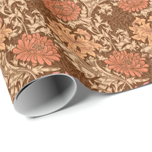 William Morris Chrysanthemums, Brown and Rust Geschenkpapier (Rolleneckpunkt)