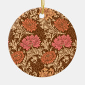William Morris Chrysanthemums, Brown und Rust Cera Keramik Ornament (Vorne)