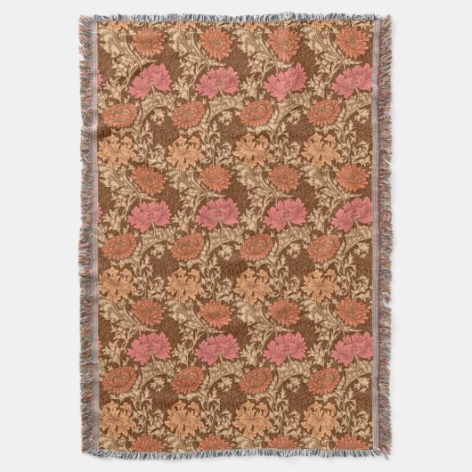 William Morris Chrysanthemums, Brown und Rust Decke (Vorderseite Vertikal)