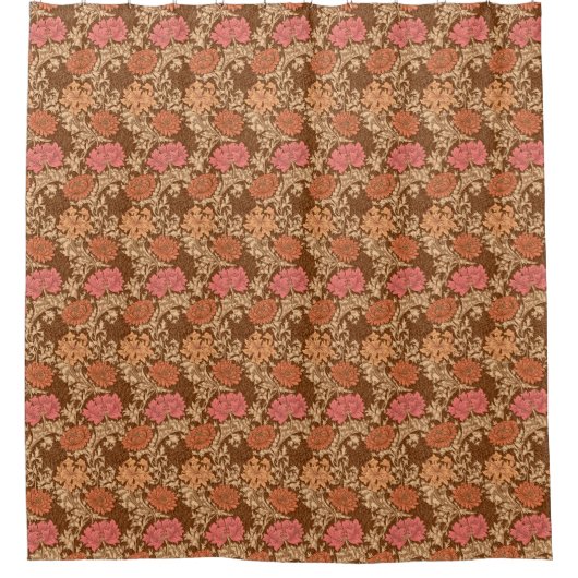 William Morris Chrysanthemums, Brown und Rust Duschvorhang (Vorderseite)
