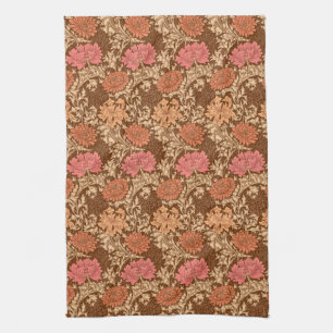 William Morris Chrysanthemums, Brown und Rust Geschirrtuch