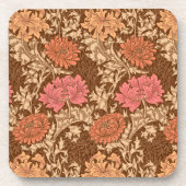 William Morris Chrysanthemums, Brown und Rust Getränkeuntersetzer (Vorderseite)