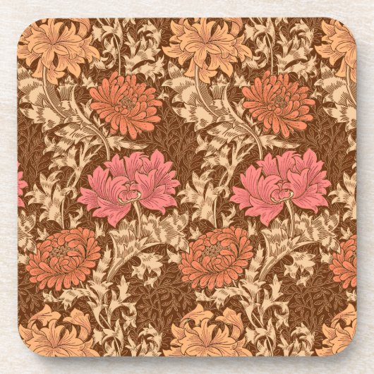 William Morris Chrysanthemums, Brown und Rust Getränkeuntersetzer (Vorderseite)