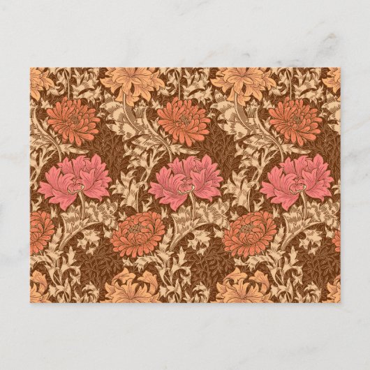 William Morris Chrysanthemums, Brown und Rust Postkarte (Vorderseite)