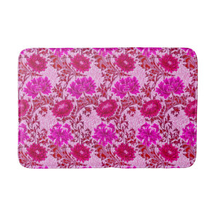 William Morris Chrysanthemums, Burgund und Pink Badematte