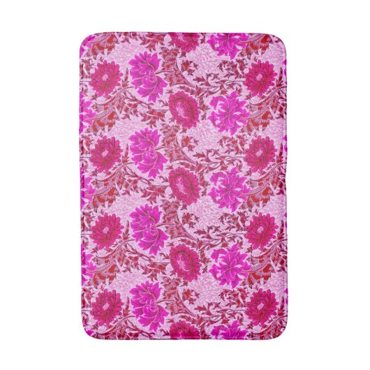 William Morris Chrysanthemums, Burgund und Pink Badematte (Vorderseite Vertikal)