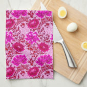 William Morris Chrysanthemums, Burgund und Pink Geschirrtuch (Viertel Falte)