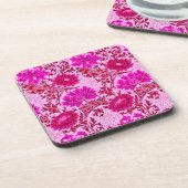 William Morris Chrysanthemums, Burgund und Pink Getränkeuntersetzer (Linke Seite)