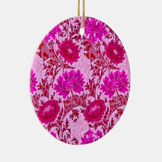 William Morris Chrysanthemums, Burgund und Pink Keramik Ornament (Rechts)