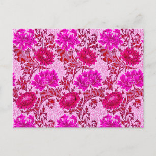 William Morris Chrysanthemums, Burgund und Pink Postkarte