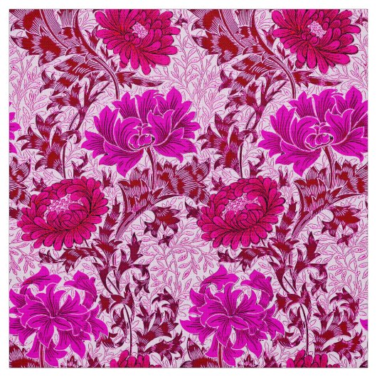 William Morris Chrysanthemums, Burgund und Pink Stoff (Muster)